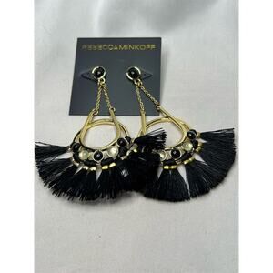 Rebecca Minkoff Black Chandelier Tassel Earrings Lightweight Hook Closure